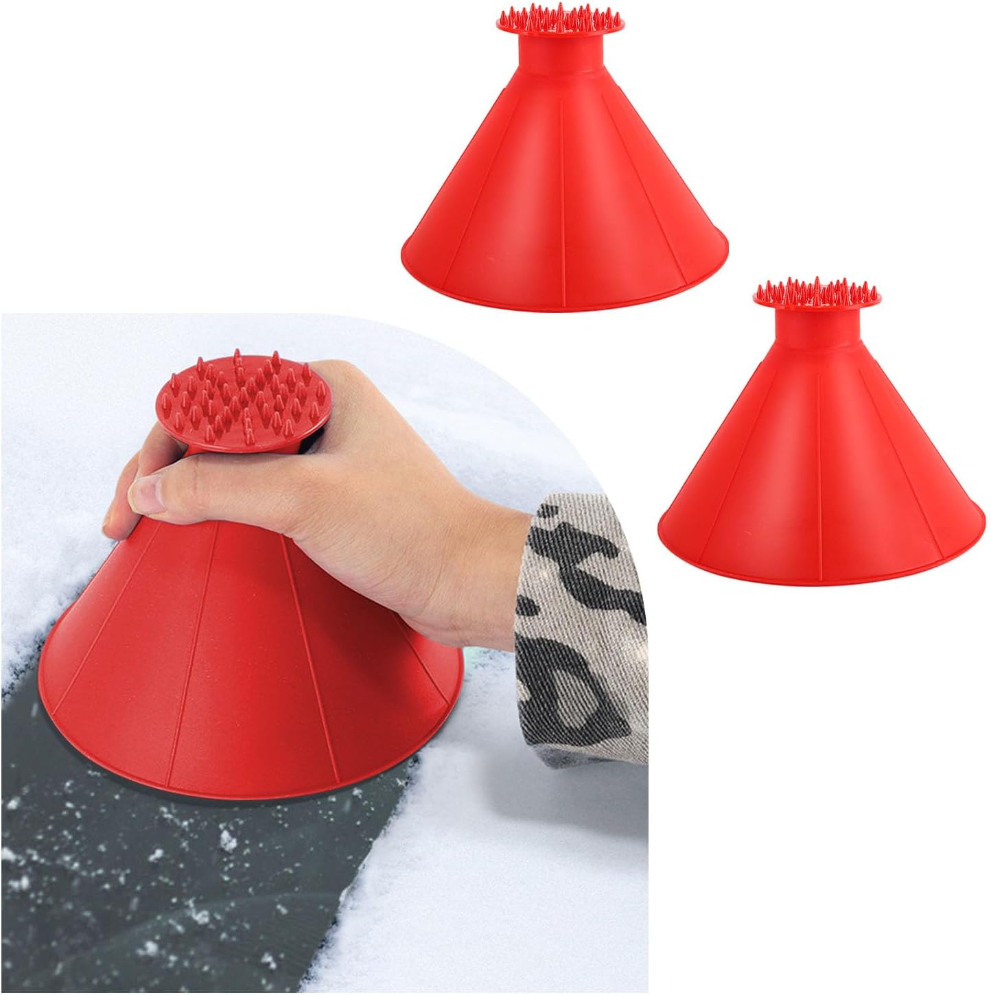 Kewucn 2PCS Magical Ice Scrapers for Car, Cone Shaped Auto