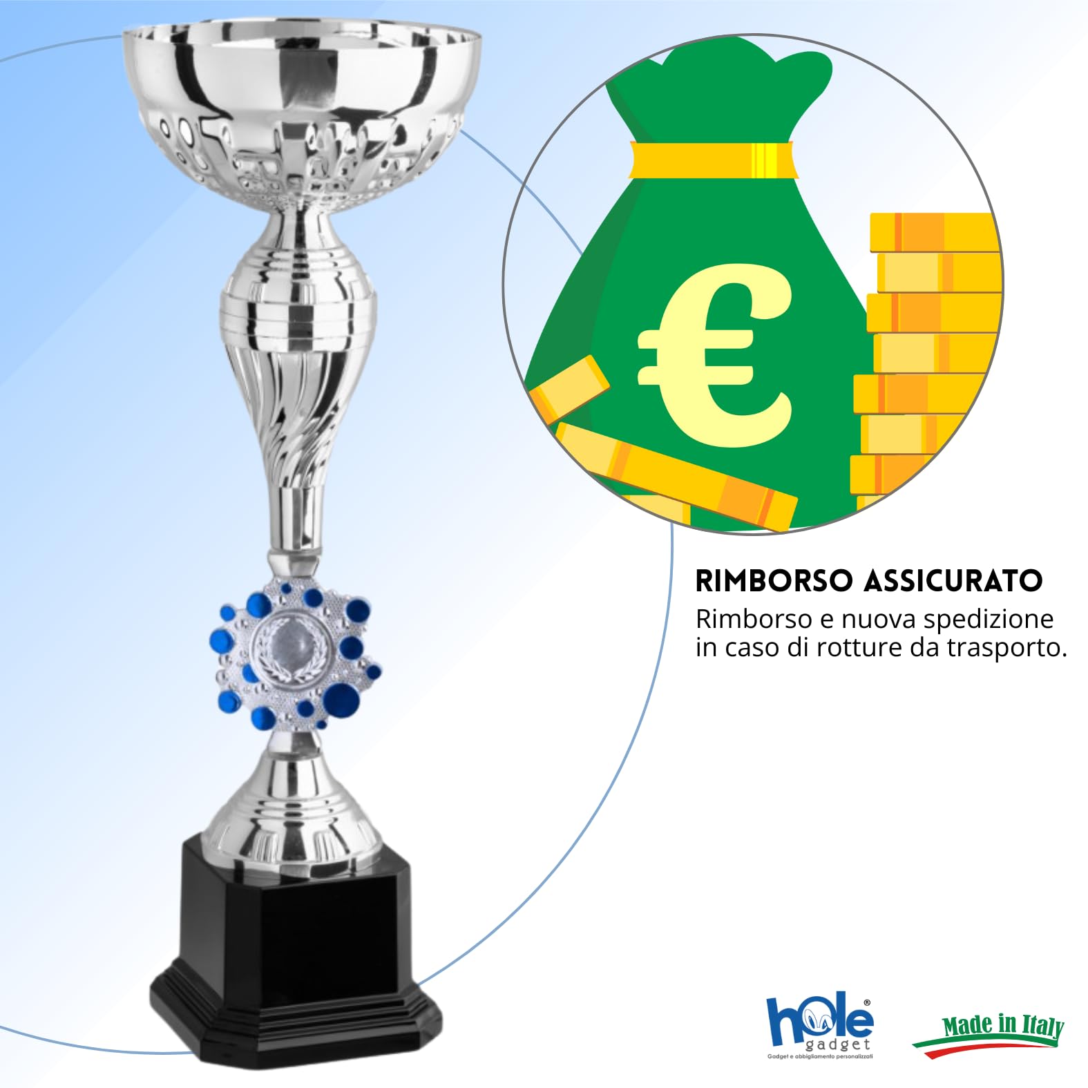 Coppa Trofeo Personalizzabile 38, 35, 31 cm Singolo o Tris per Tutti Gli Sport, Calcio, Calcettto, Tennis, Basket, Padel, Fantacalcio, Concorsi, Premiazioni cod 12.291