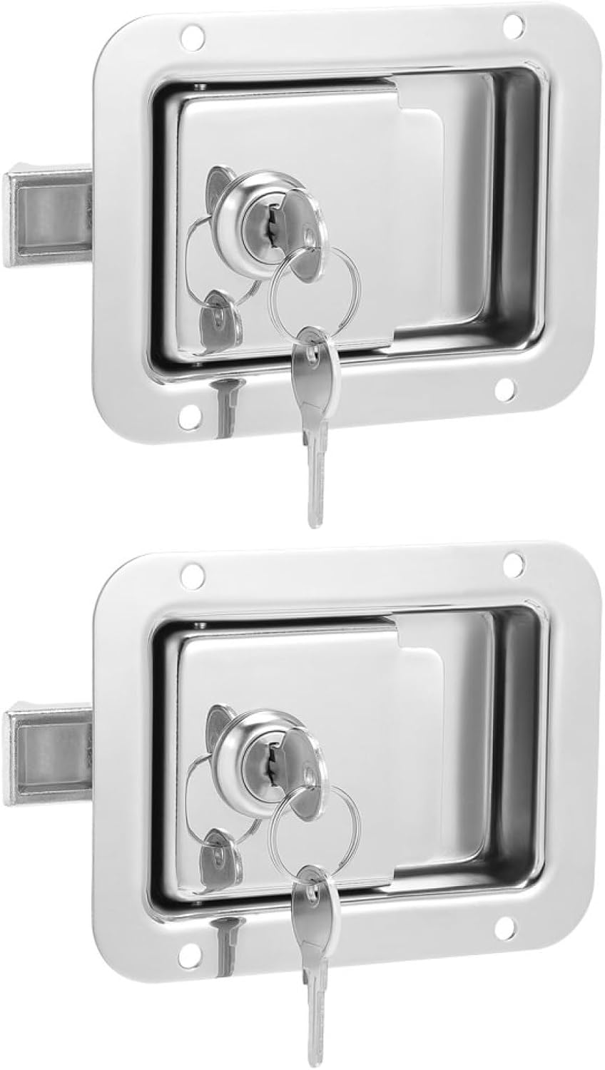 2pcs Stainless Steel Trailer Box Paddle Lock Panel Latch Flush Mount for Rv Door Toolbox Vehicle Accessory