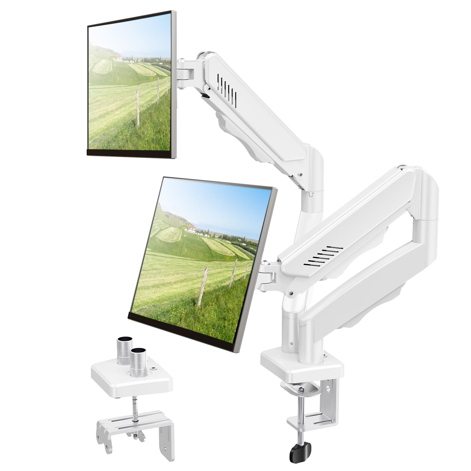 ELIVED Podwójne ramię do monitorów 13-32 cale, ergonomiczny uchwyt biurowy