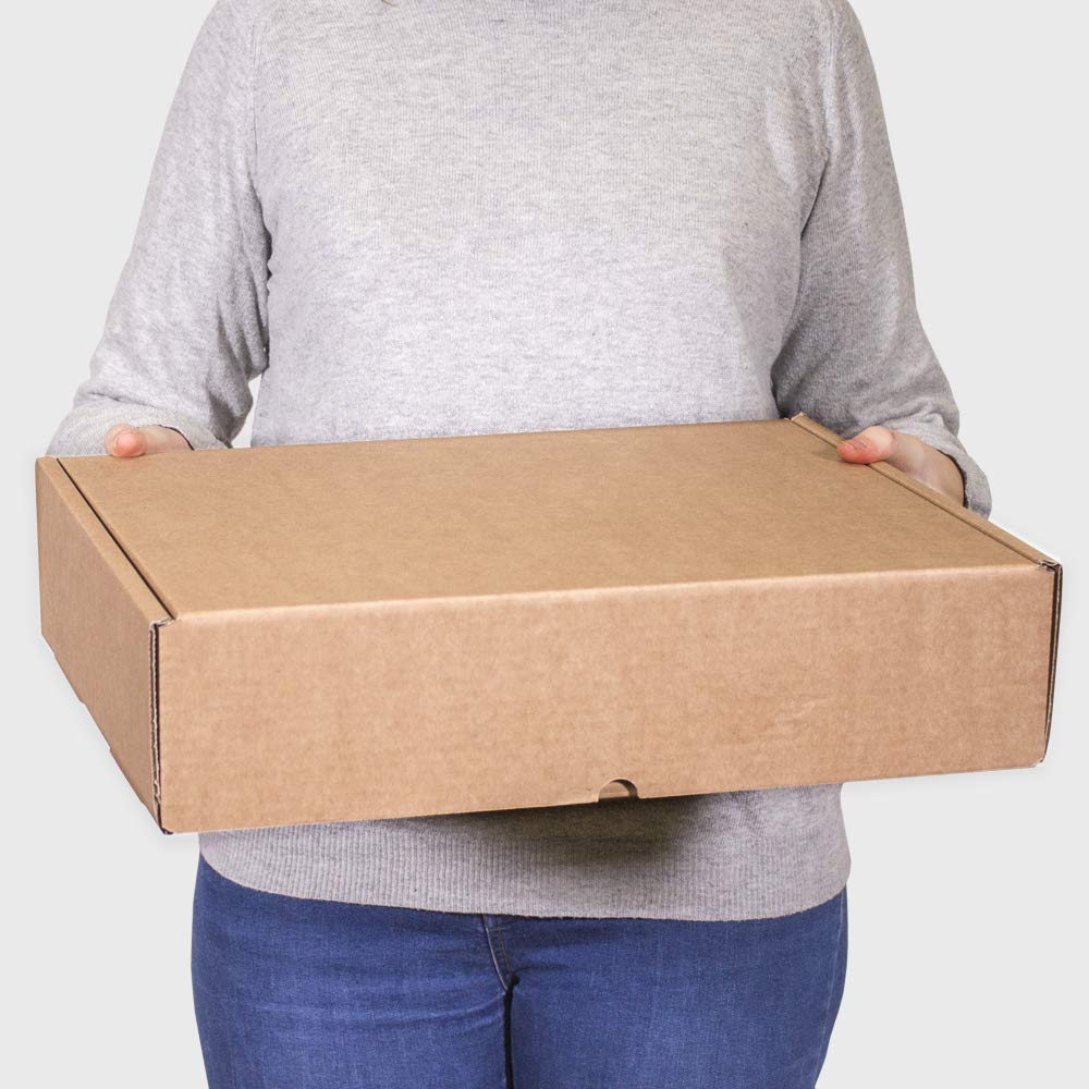 Lot de 20 boîtes en carton kraft auto-montables avec couvercle – Double paroi, résistantes pour expéditions, e-commerce et services de messagerie avec des mesure 42x30x10 cm