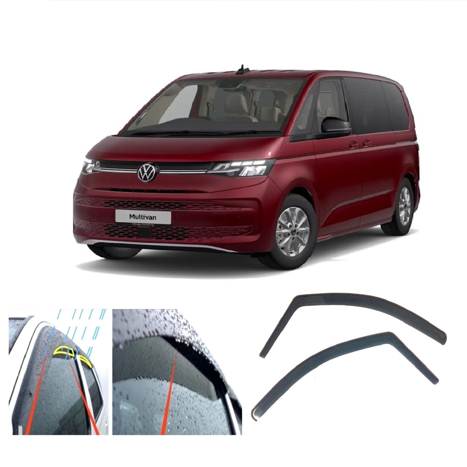 2 deflectores de viento para Volkswagen Multivan (T7) 2022 2023 2024 2025 2026
