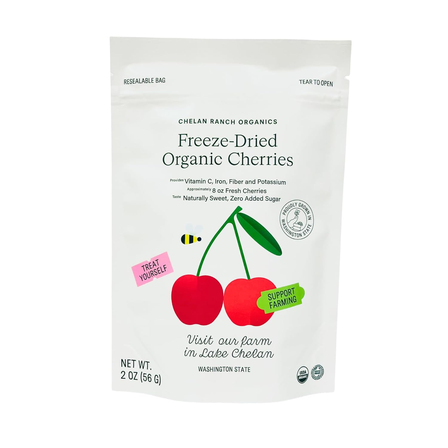Chelan Ranch Organics Freeze-Dried Organic Fruit Variety Pack, Cherries, Honeycrisp Apples, Blueberries, Zero Added Sugar, Non-GMO & Vegan, Net Wt 18.8 Ounce (12-Pack)