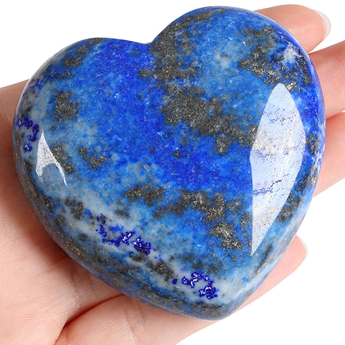 MAIBAOTA 60 mm Lapis Lazuli Crystal Large Heart Love Stone Healing Crystals Heart Stone for Women Natural Reiki Gemstone Polished Heart Shaped Rocks Meditation