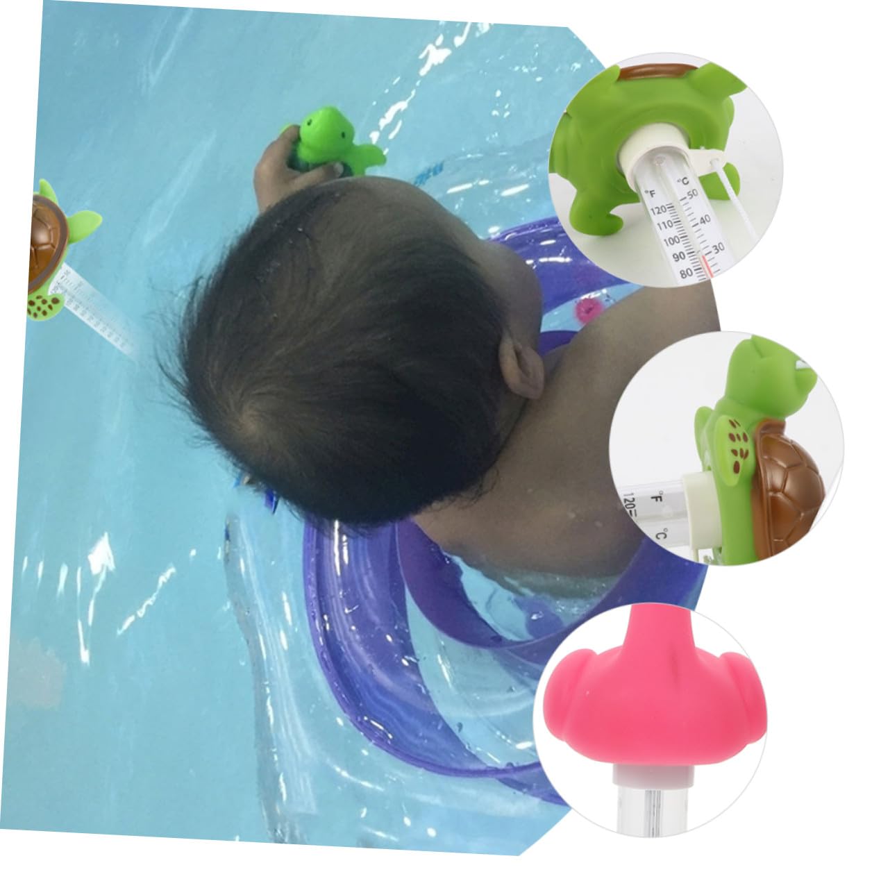 INOOMP Floating Pool Temperature Thermometer Set for Swimming Pools and Fish Ponds, 2pcs Flamingo and Turtle Design Water Thermometers for Bath and Spa Temperature Measurement