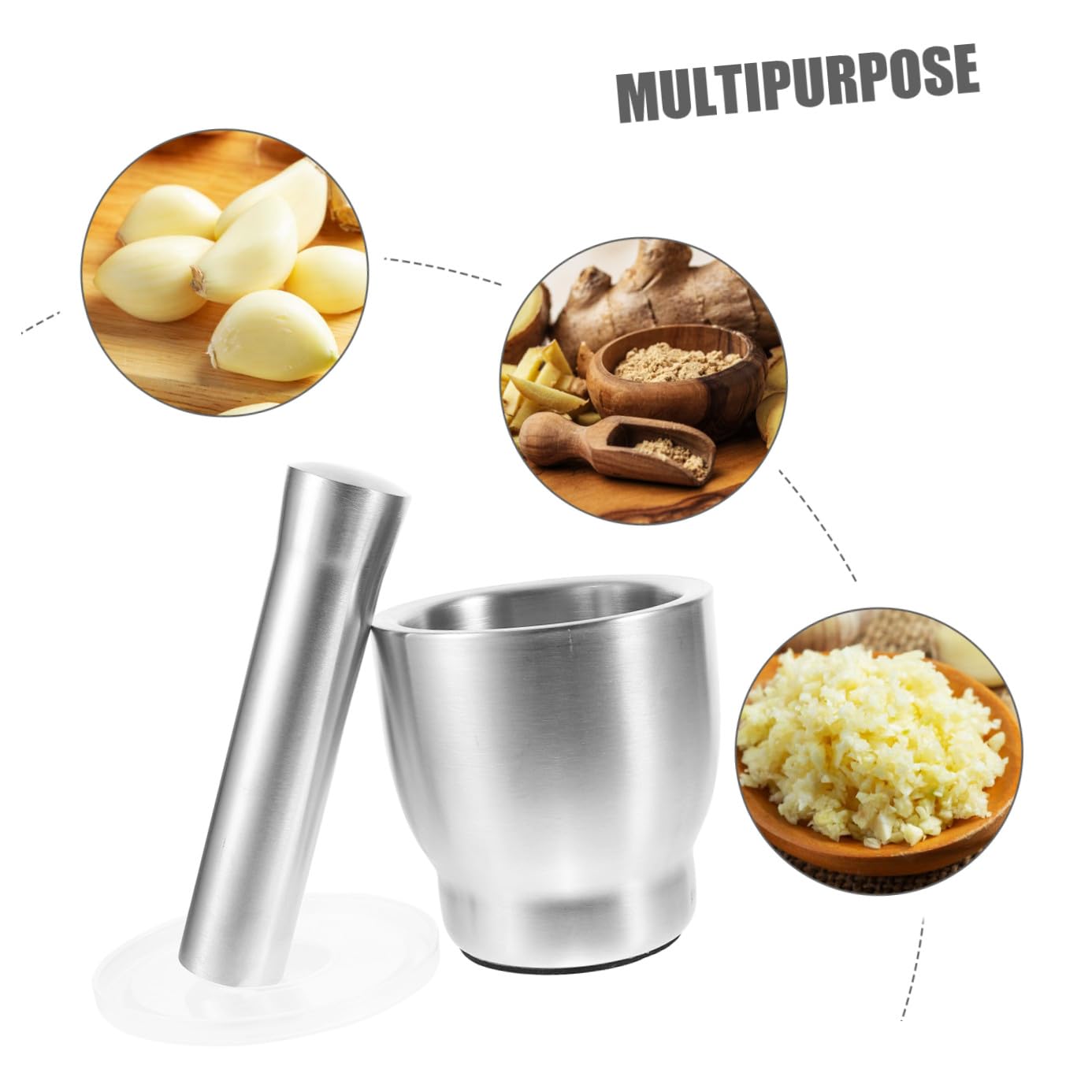 VALICLUD Kartoffelstampfer aus Edelstahl Knoblauchpresse mit Stößel Pulverpresse für Gewürze Pfeffer Kaffeebohnen Babykost Leicht zu Reinigen