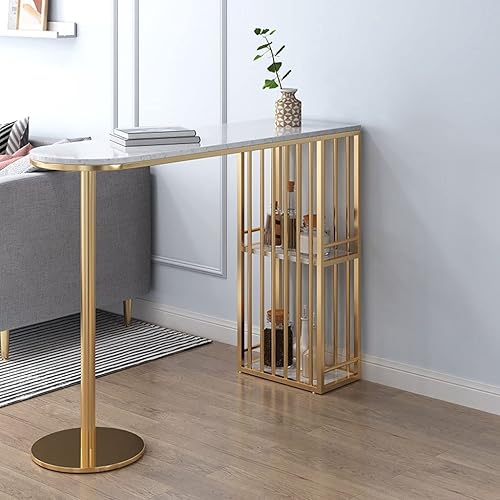 Miniatura 4 de Mesa alta de mármol para bar, mesa alta nórdica moderna contra la pared, mesa larga para sala de estar, dormitorio, mesa de bar, mesa de estudio,