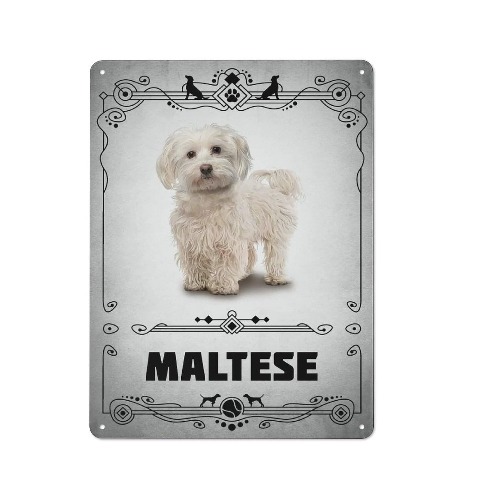 Junmoney Style-17 Simple Retro Maltese Metal Desk Wall Sign 40X30cm, Studio Wall Plaque For Workspace, Cafe, Shop Or Desk Area