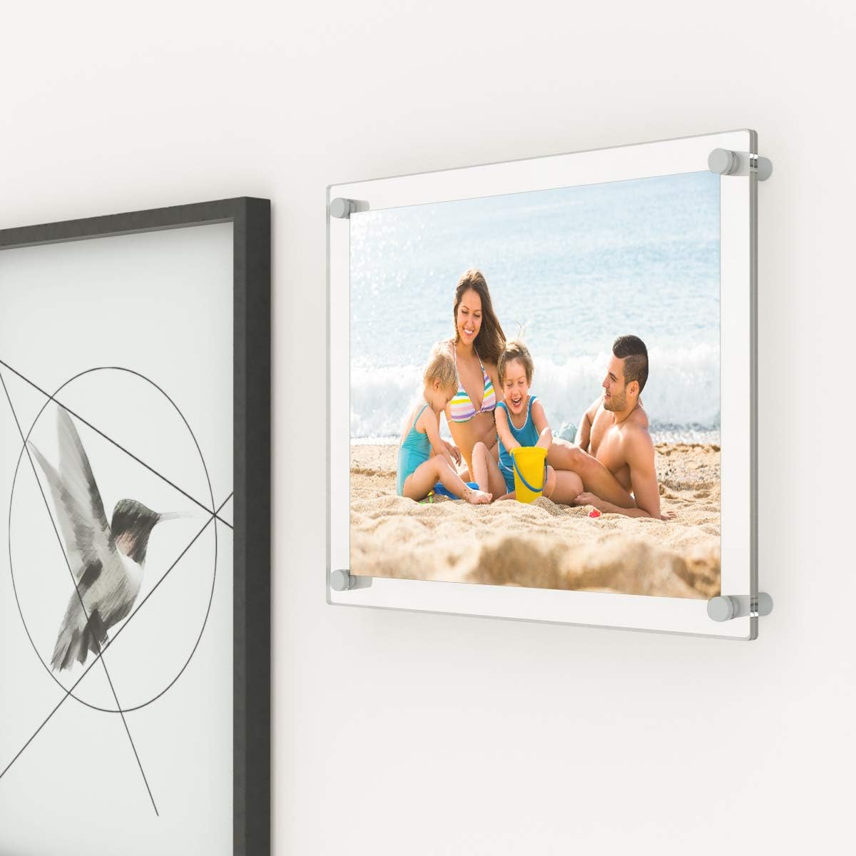AITEE 8x10 Acrylic Picture Frames 4 Pack, Clear Picture Frames for Wall, Modern Frameless picture Frames Lucite Transparent Square Cubes Floating Hanging Photo Frame Gift for Home Office Display