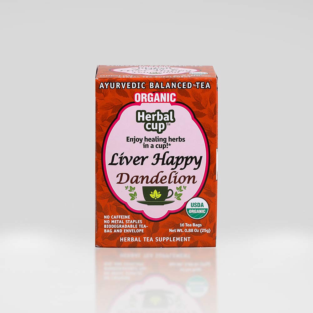 Herbal Cup Ayurveda Balanced Tea, Organic Health & Body Focused Teas, No Caffeine Herbal Supplement (Liver Happy Dandelion, 16 Count (Pack of 6))