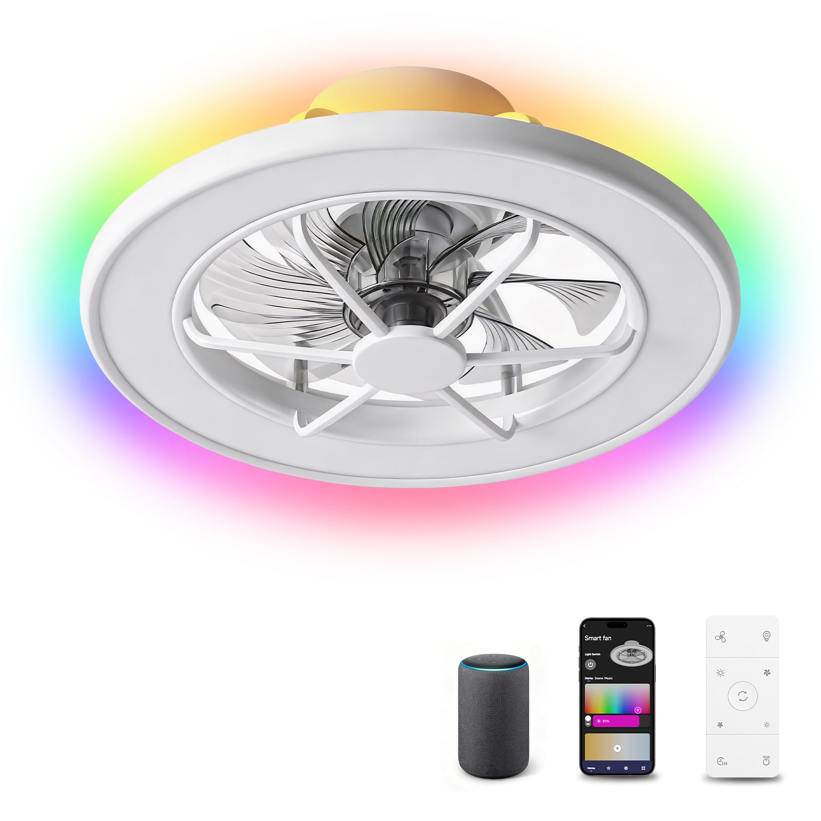 Amazon | TALOYA スマートLEDシーリングファンライト Alexaに対応 6~8