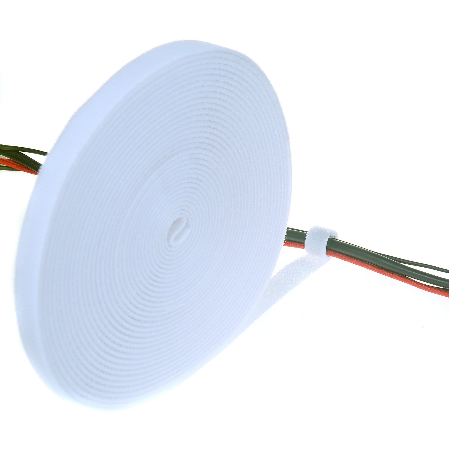 TUKA 10 m x 20mm Organizador de Cables, Cinta de Gancho y Bucle Sujeta Cables, Recortable Cinta adhesiva Cable Manguera, Hook & Loop Organizar Cables, Reutilizable | Ajustable, blanco TKB5012 white
