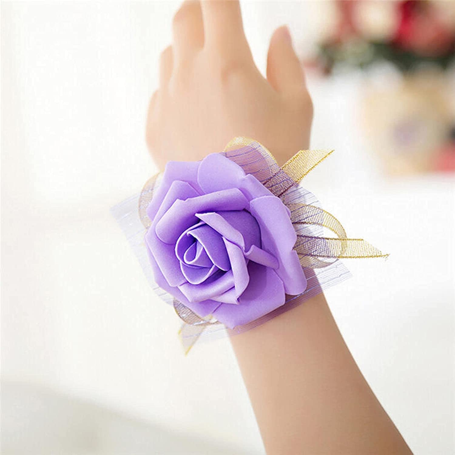 Handgelenkskorsagen für Hochzeiten， Brautjungfer Handgelenk Corsage Party Rose Armband Seidenblumen Band Braut Hochzeit Ornament Dekoration Brautjungfer Kleid(Style 3)