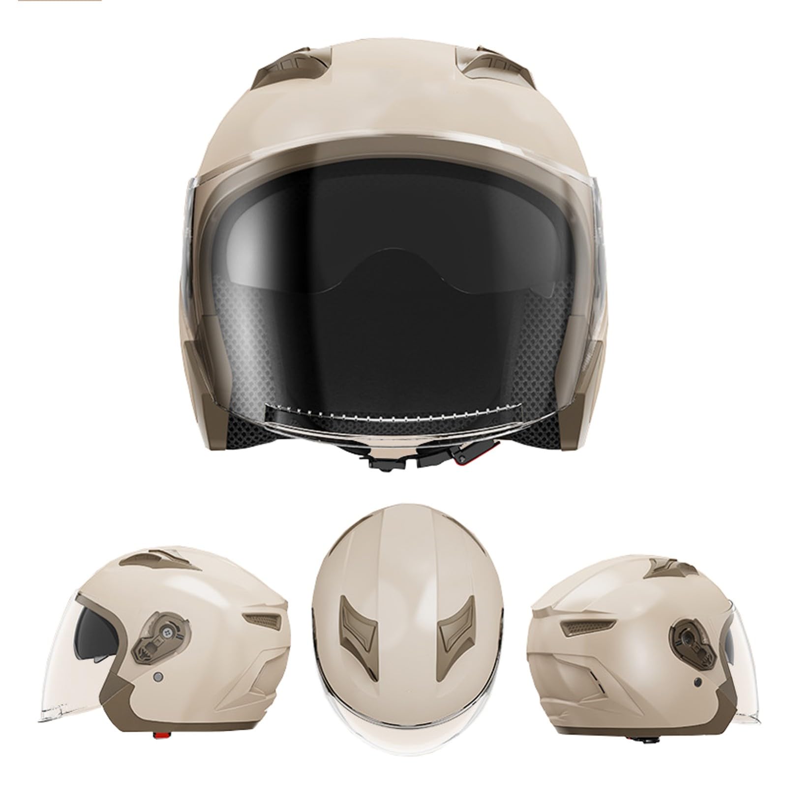Kask motocyklowy dla dorosłych mężczyzn Homme damski, 3/4 kask z podwójnymi wizjerami, kask motocyklowy w stylu retro z certyfikatem DOT/ECE