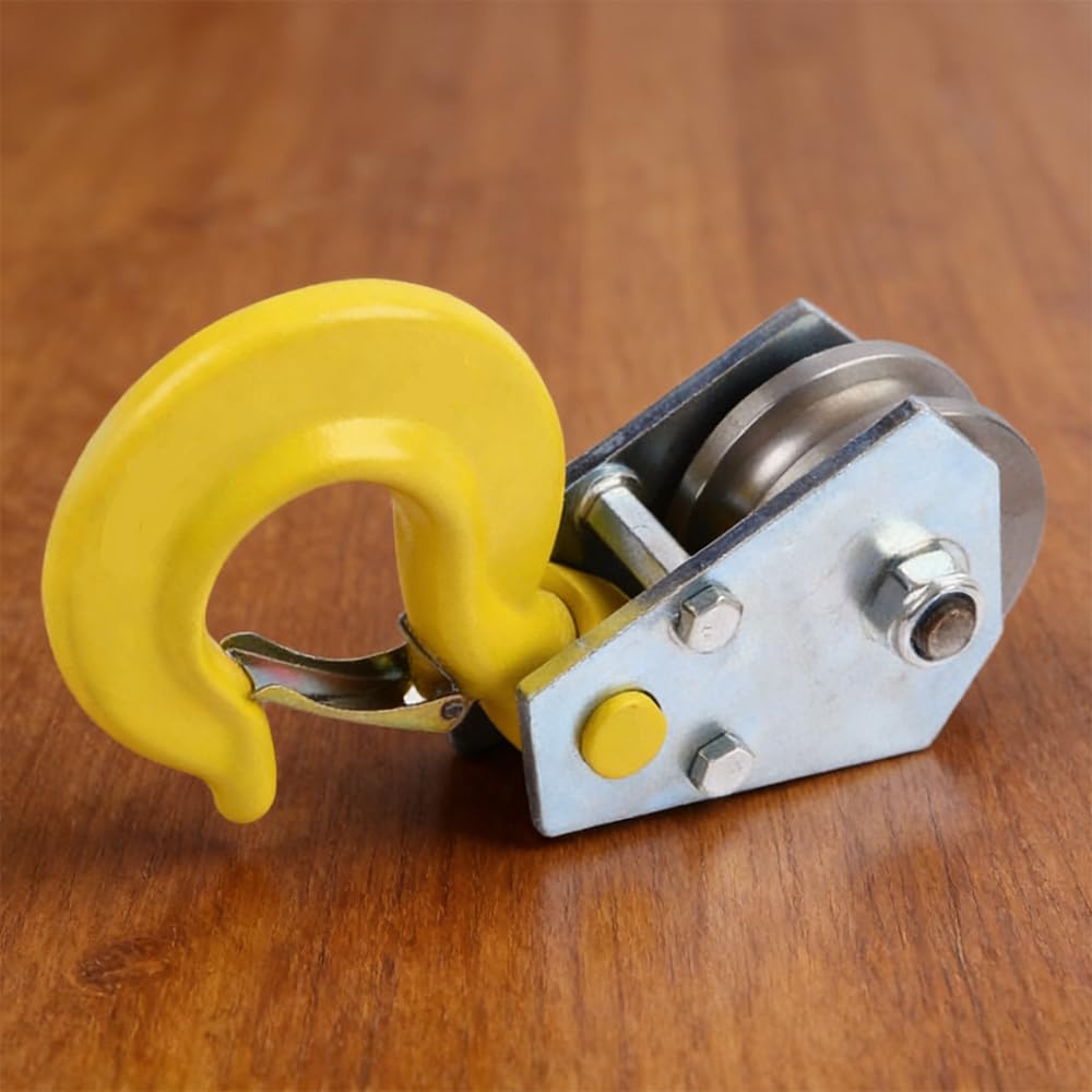 Puleggia a 1 tono con cuscinetti a sfera e ganci, puleggia per funi fino a 15 mm, fune in acciaio, puleggia per funi in acciaio, sistemi forestali accessori industriali