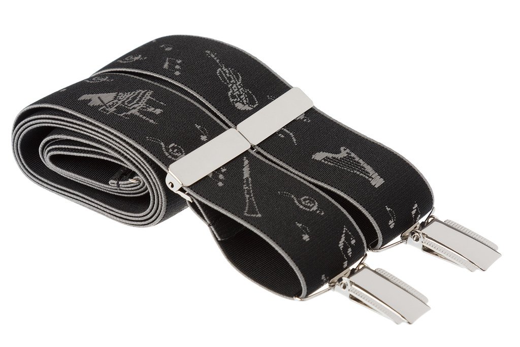 Gs Braces Men's Black Xl Music Trouser Braces Clip On Suspenders For With Musical Instruts Extra Long 48 Inches (Xl (48 Inches Long))
