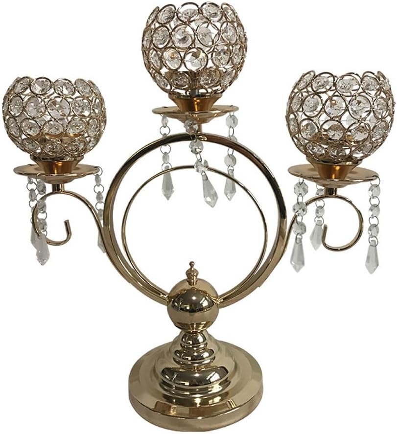 Candlestick Flower Set, Three Iron Frame, Crystal Crafts Decoration, European