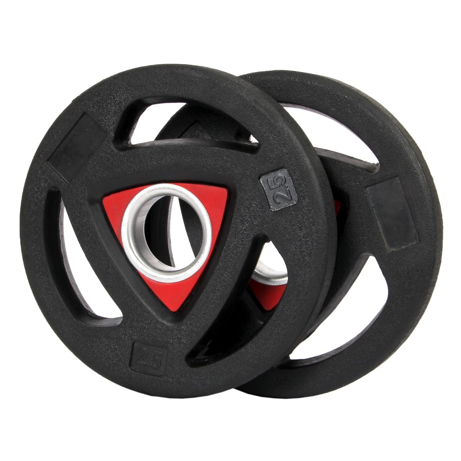 WATSON Weight Plates, Olympic Rubber Coated Metal Integrated Tri-Grip 3 Cut Weight Plates 50 MM Center Hole Diameter (Pack of 1 Pair of 2.5Kg)-image-6