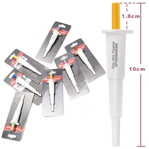 Miniatura 6 de ONiLAB Mini pipeta de volumen fijo manual de un solo canal, micro pipeta de laboratorio, volumen de micropipeta 50l naranja