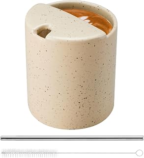 Ceramic Coffee 16oz Mug Hand-Painted Espresso Cup，with Sip Hole and Brush Retro Ceramic Travel Mug For Kitchen, Dining，Microwave Safe (Creamy)