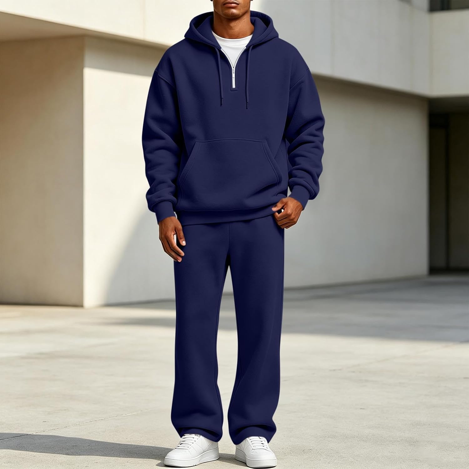 Sweat Suits Men 2 Piece Tracksuit Half Zip Hoodie Cargo Sweatpants Sets