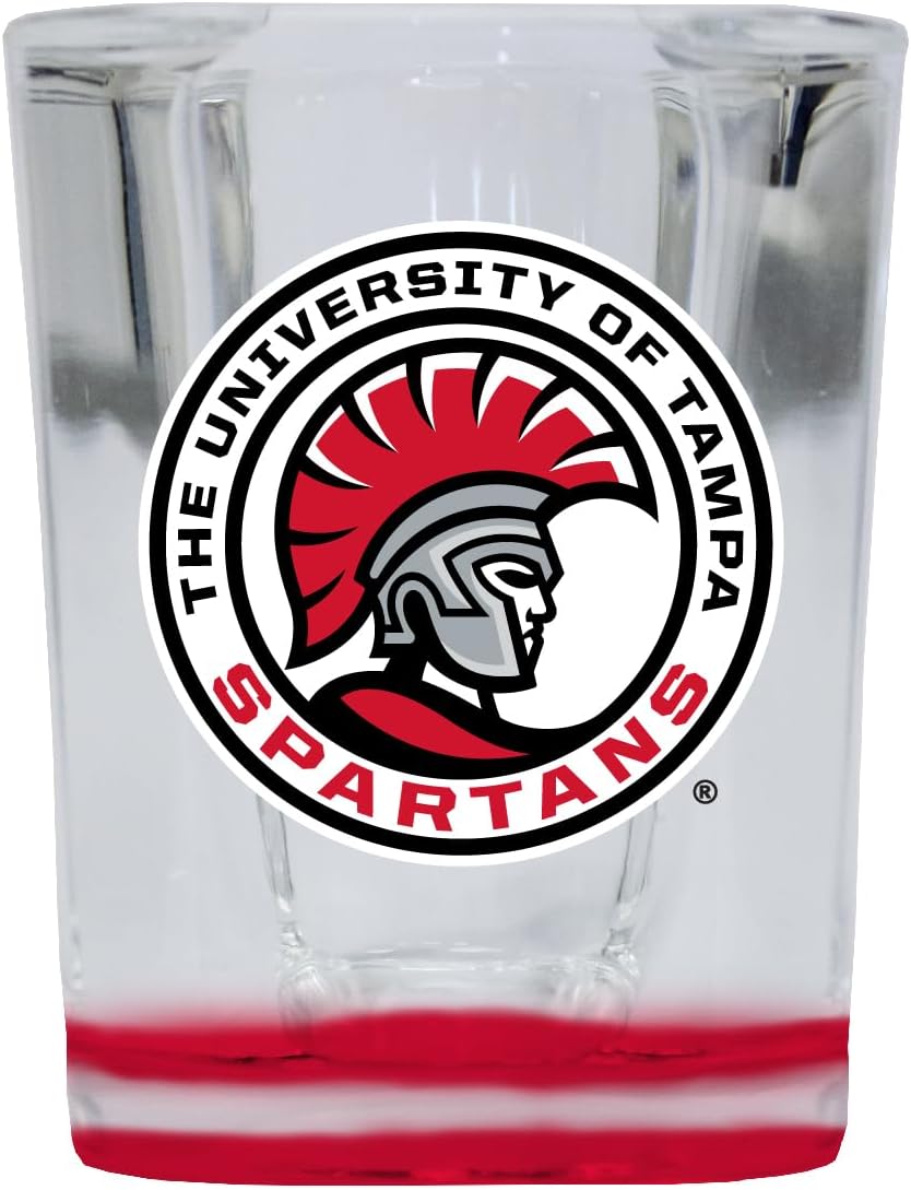R and R Imports University of Tampa Spartans 2 Ounce Shot Glass Square Red Base Officially Licensed Collegiate Product Single