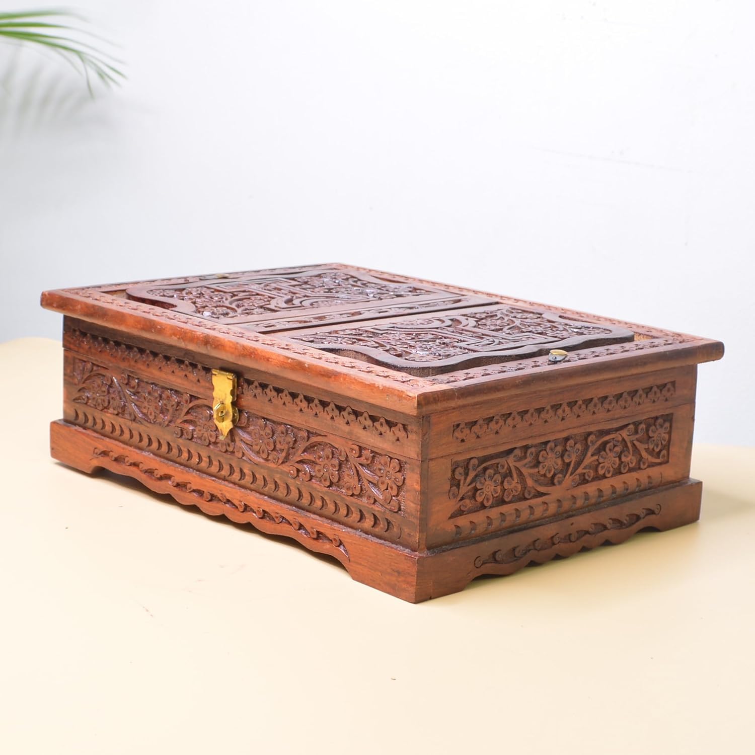 Wooden Holy Book Stand Box for Reading Quran, Geeta, Guru Granth Sahib, Bibil, Book Box & Diwali Gift, 45 x 30 x 23 Cm