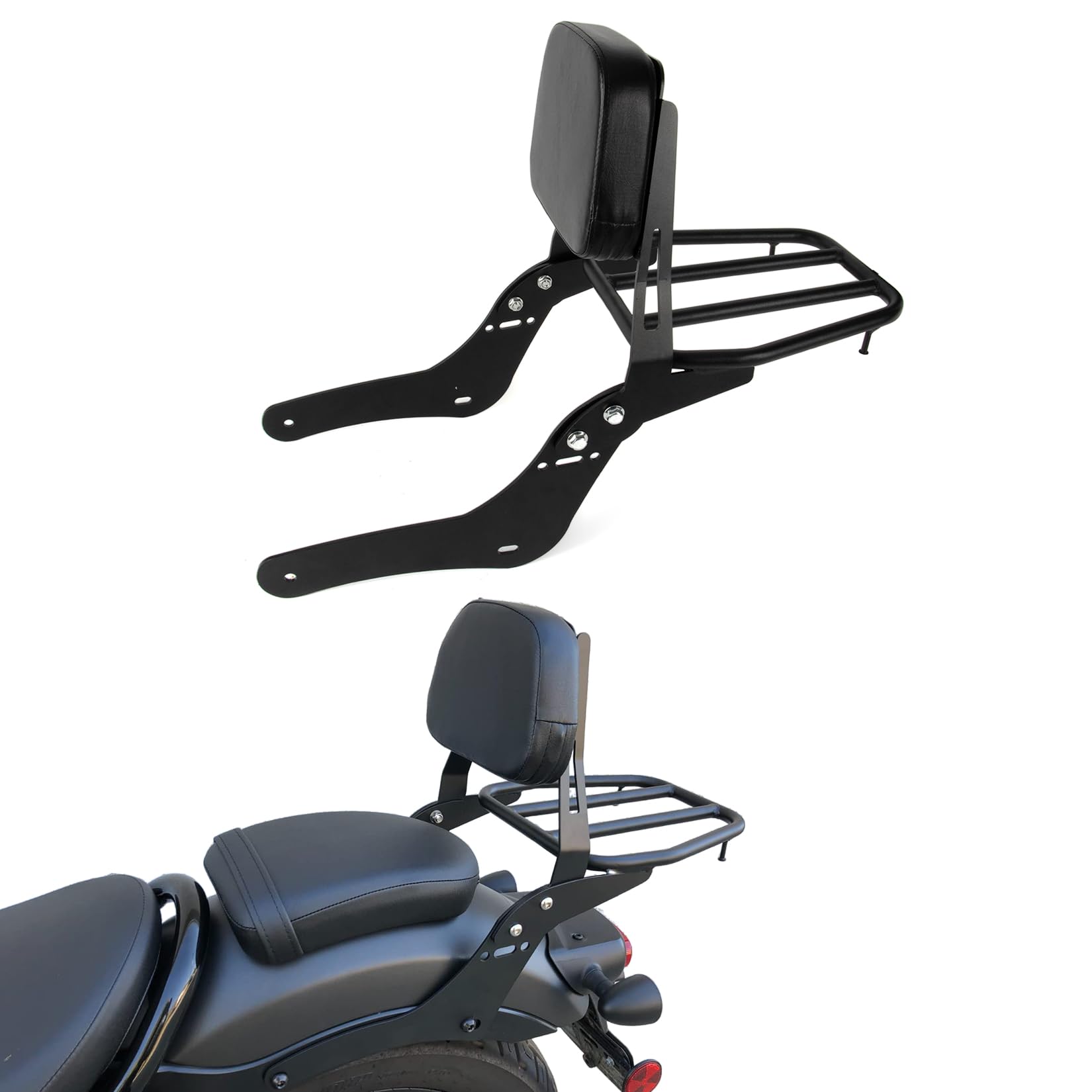 Almohadilla del Asiento del Respaldo Trasero de la Motocicleta con Portaequipajes para Rebel CMX500 CMX300 2017-2025, PSLER Pasajero Sissy Bar