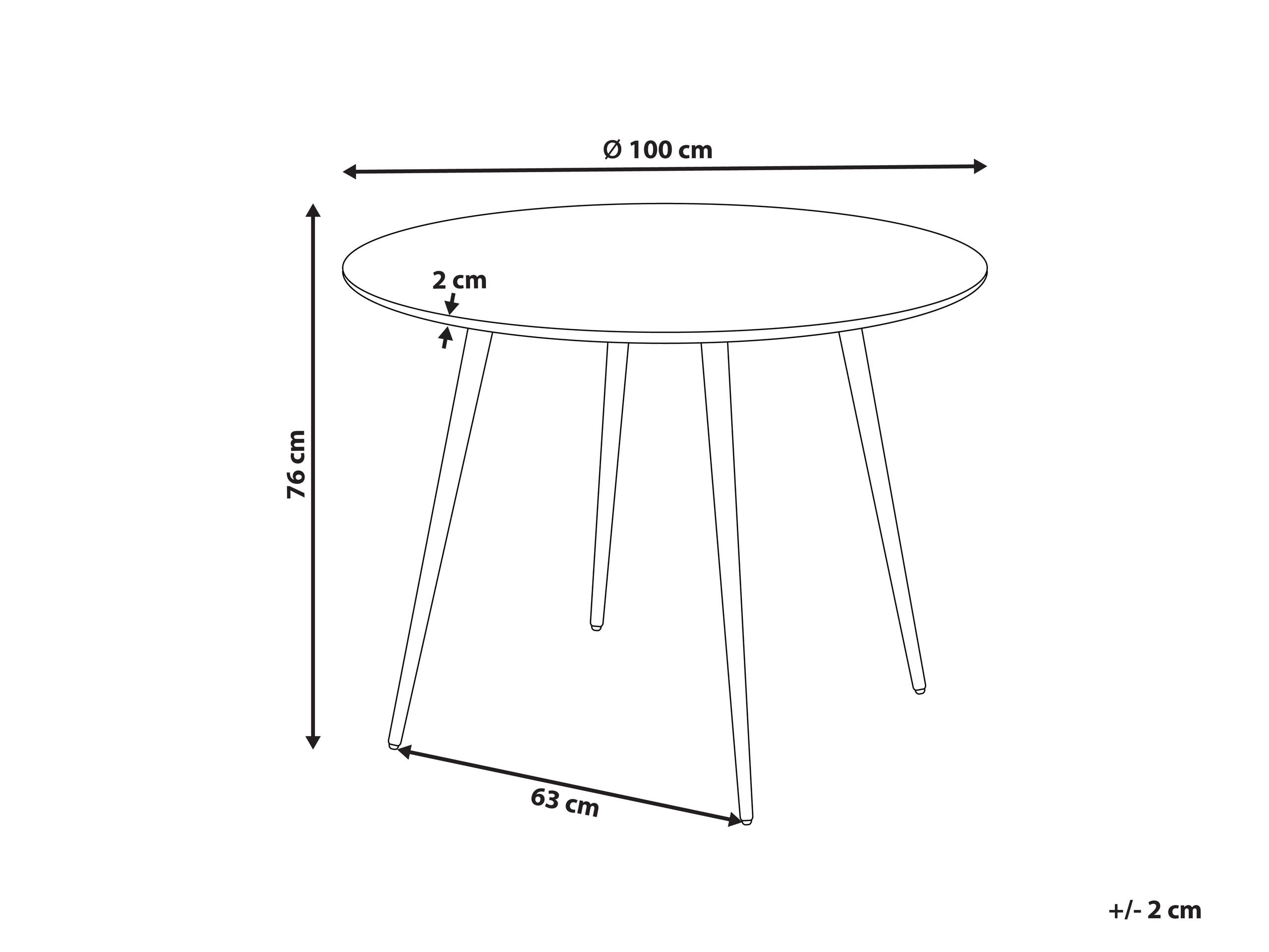 Nowoczesny stół okrągły do jadalni kuchni obiadowy bistro 100 cm metalowe nogi blat MDF jasny Bjorka
