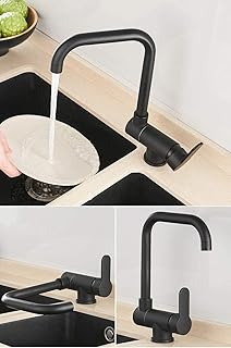 WDLWUJIN Baterie, Krany, Kran Kuchenny Można Składać I Obrócić 360 Okienka Krany Fałdy Baterie Miedziane Water-Dotknij Pojedynczy Uchwyt Faucet Zlew Hot I Zimno/a