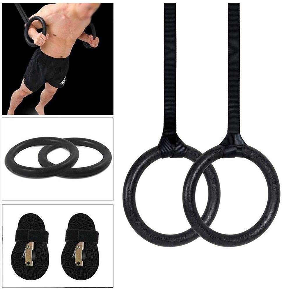 Anelli per il fitness, Anelli for ginnastica in ABS con cinghie e fibbie for allenamento di forza, set di anelli da tirare for ginnastica domestica