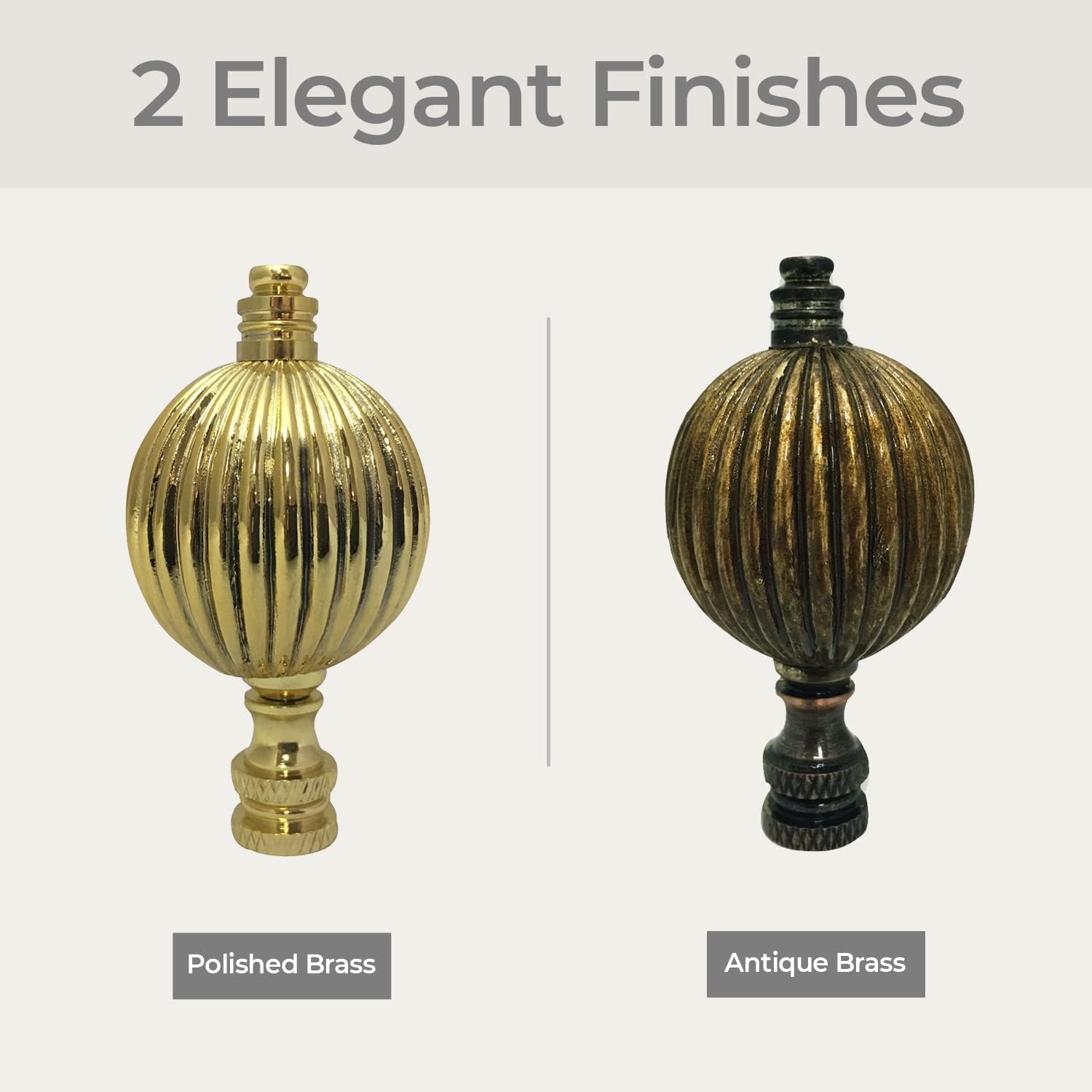 Royal Designs, Inc. Balloon Shaped Finial for Lamp Shade, Polished Brass - Pack of 2