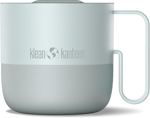 Klean Kanteen 12 oz Rise Mug - Insulated Stainless Steel Coffee & Tea Mug - With Splash-Proof Slide Lid - Climate Lock Vacuum Insulated - BPA-Free Stainless Steel - Dishwasher Safe - Barely Blue