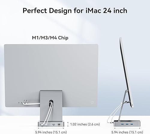 Miniatura 8 de Hub USB C de 13 puertos para iMac de 24 pulgadas 2021/2023/2024, accesorios para iMac M1/M3/M4, iMac USB Hub con 5 puertos USB-A y 2 puertos USB-C
