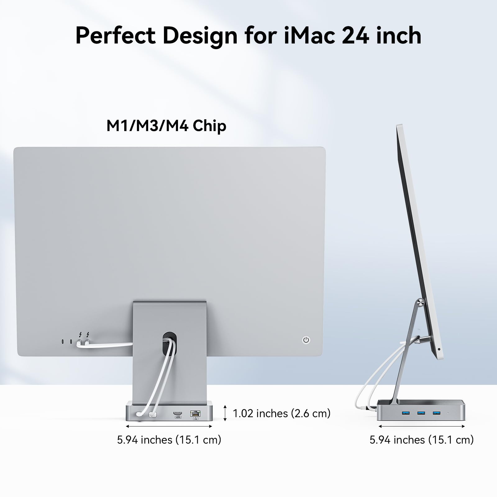 Docking station USB C a 13 porte per iMac 24" 2021/2023, 5 porte USB-A e 2 porte USB-C 3.0 con 5 Gbps, HDMI 4K@60Hz, Ethernet 1Gbps, DC 5V, slot per schede SD/TF, hub USB iMac M1/M3 con alloggiamento