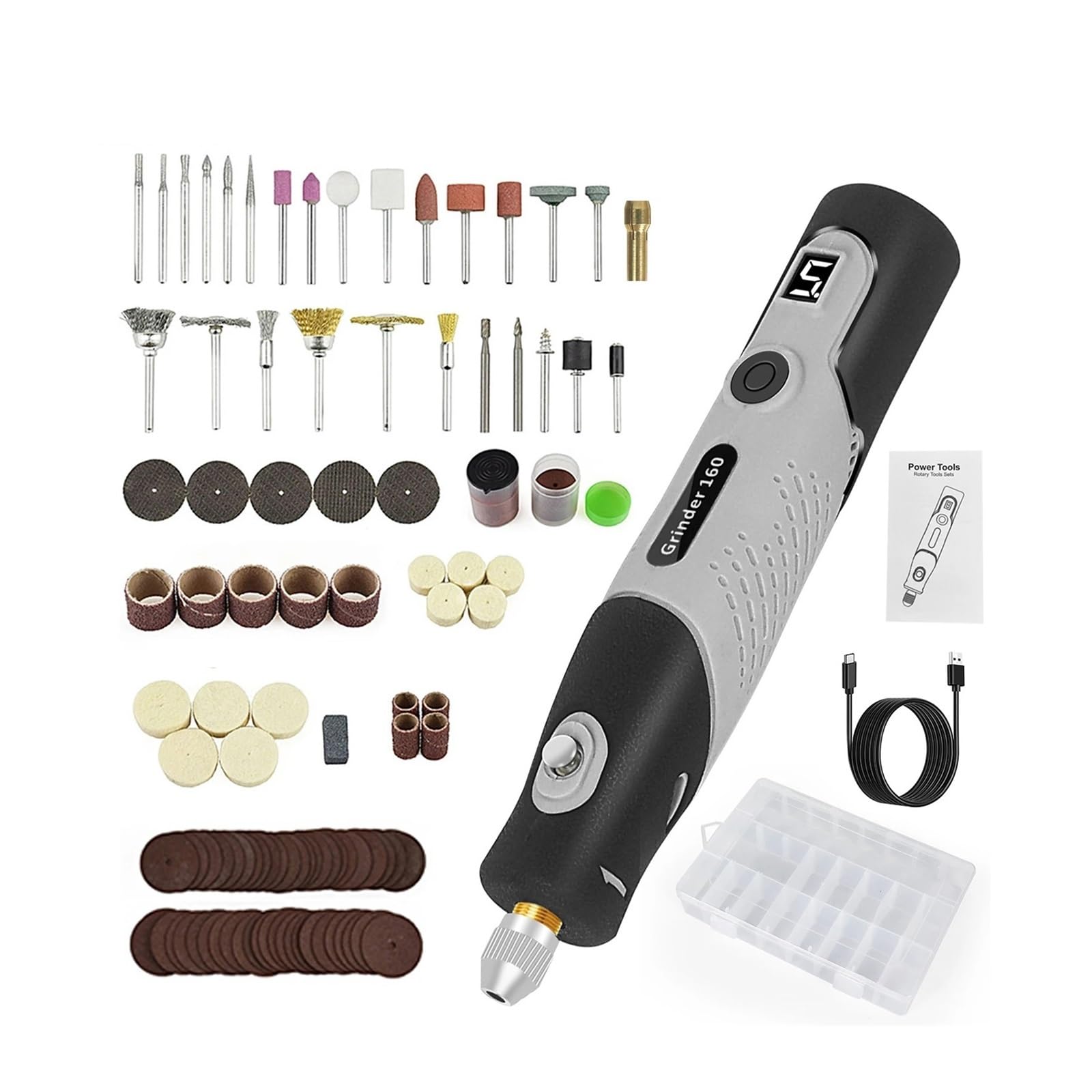 LNHHG Mini Electric Drill Grinder With Drill Bit Sets 12V Portable Electric Carving Pen Rotary Household Drill Polish Grinding Machine(IOM-4200TD-G)