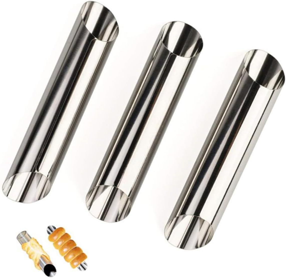 20PCS Croissant Mold Set Stainless Steel Cylindrical Bread Tube Molds for Baking Multi-functional Croissant Making Tool for Home and Bakery