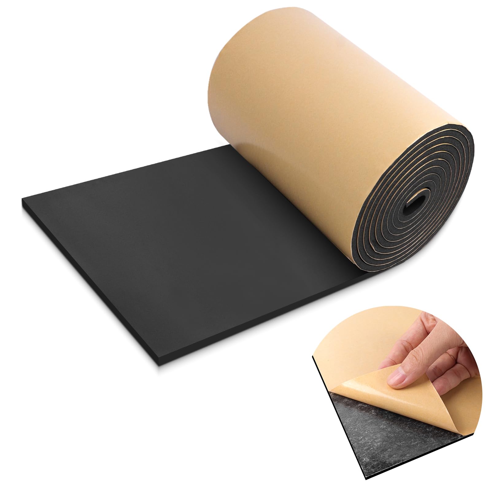 LSGCQ Self Adhesive Foam Sheets Neoprene Rubber Sheet Foam Roll for DIY Gaskets Shock Pads (300mmร6mmร3m, Black)