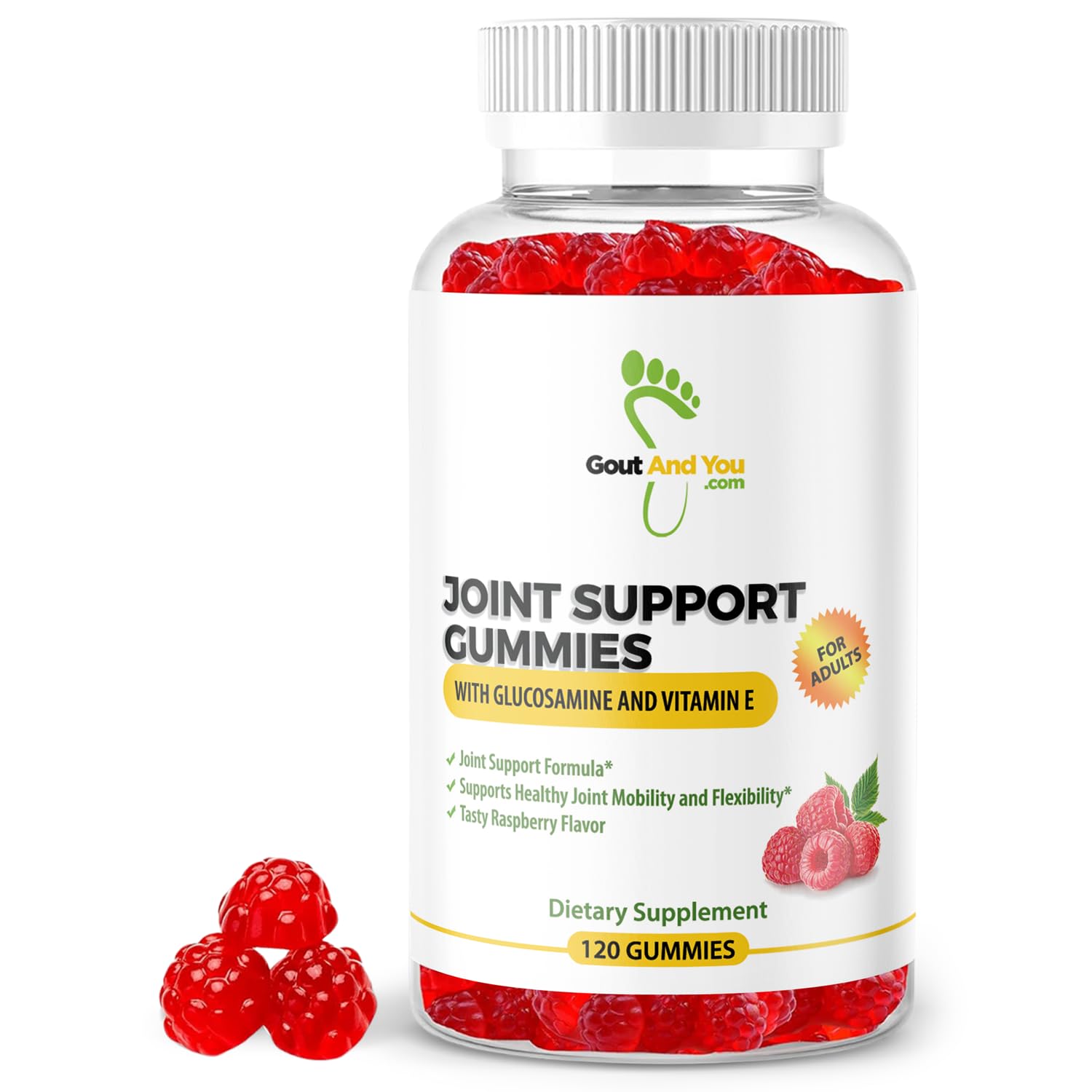 120 Extra Strength Joint Support Chewable Gummies with Glucosamine & Vitamin E - Natural Joint & Flexibility Support