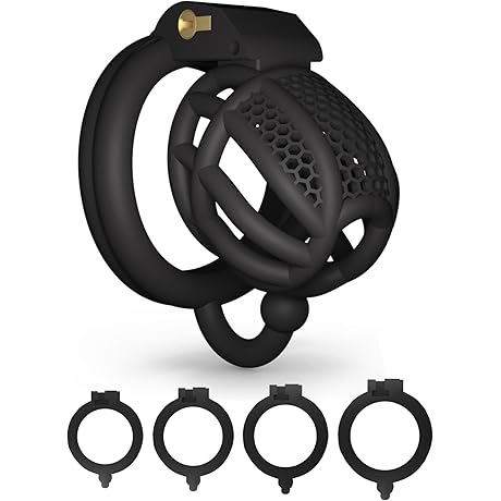 Sissy Chasteness Honeycomb Chastity Device with Penis Rings