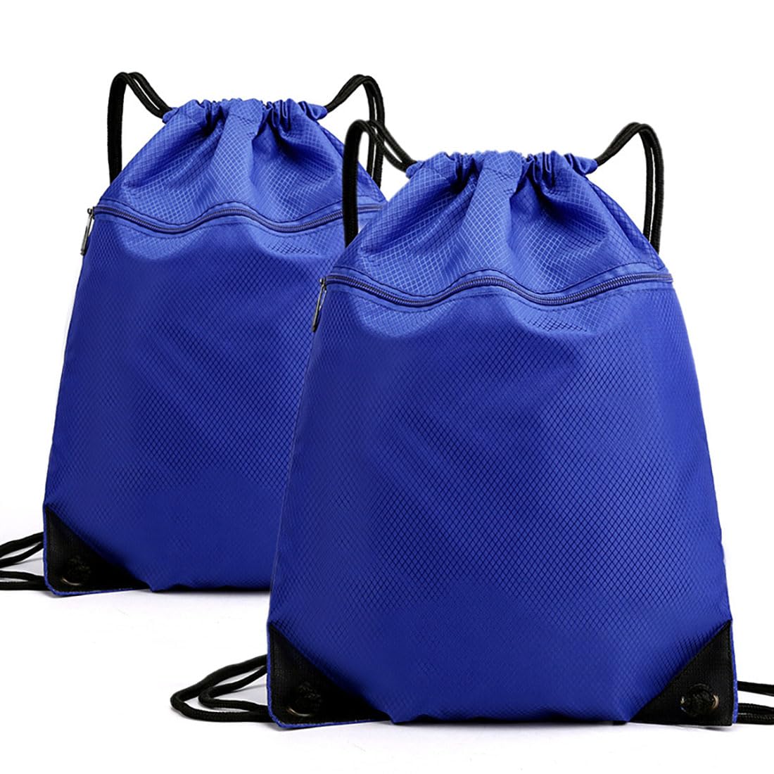 YINGKOR Drawstring Backpack Bag, Waterproof Draw String Back Sack with Zipper Pocket, Gym Drawstring Backpack Swimming Bag for Men Women, Pack of 2,