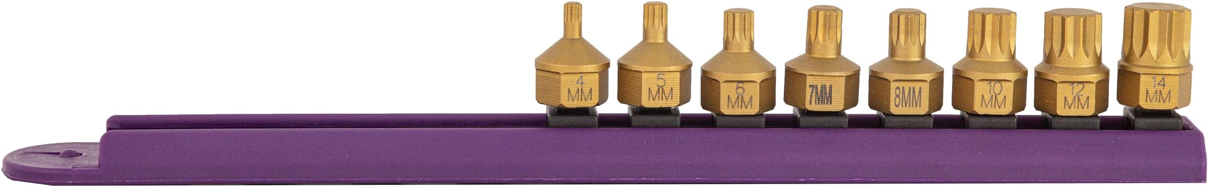 Mayhew Tools 16006 Low-Profile Dual Drive Bit Set, Triple Square, 8-Piece | Titanium-Coated High-Torque Bit Set with Size-Marked Sockets & Storage Rail