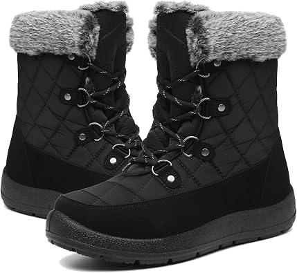 JSWEI Womens Snow Boots Warm and Comfortable Outdoor Non Slip Fur Lined Winter Boots Anti Cold Zipper Snow Boot