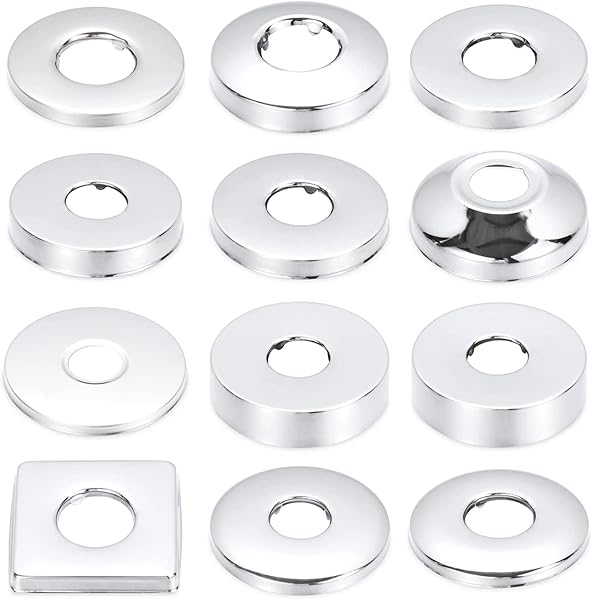 2 unidades 25 mm (3/4 pulgadas) de diámetro, roseta de acero inoxidable cromado, cubierta para roseta de grifo para duchas, grifos, radiadores, etc. (plata, 66 x 40) - 1