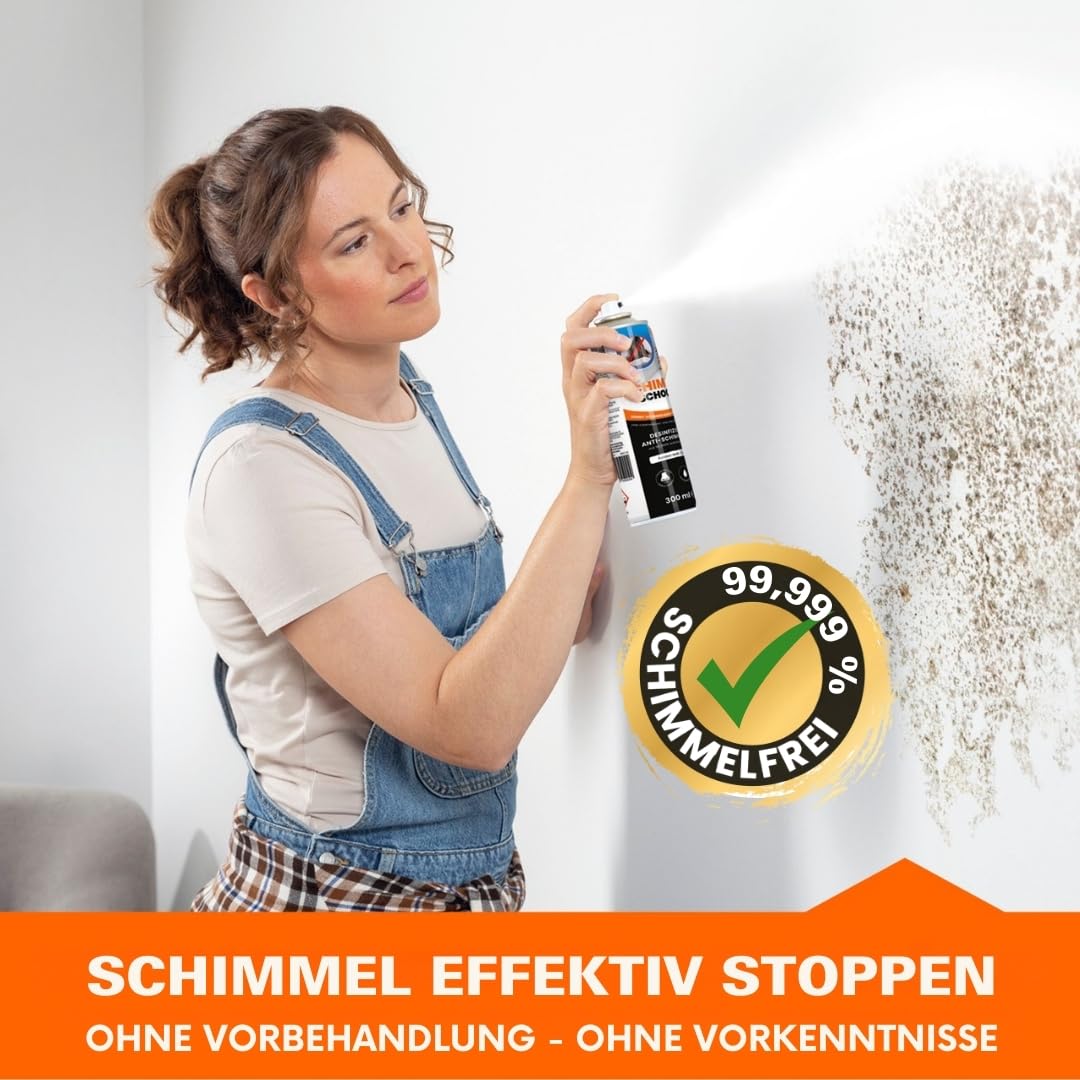 Tonis SCHIMMELSCHOCK 5.1 Anti-Schimmel-Farbe mit 99,999% antimikrobieller Wirkung | Sprühfarbe für ca. 1,5 m², wissenschaftlich nachgewiesene Sofortwirkung | Effektiv und zuverlässig