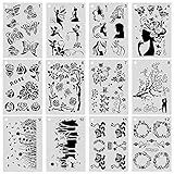 12-Pack Female Floral Flower Stencils 8x11 Inch Painting Drawing Templates for Scrapbooking Cookie...