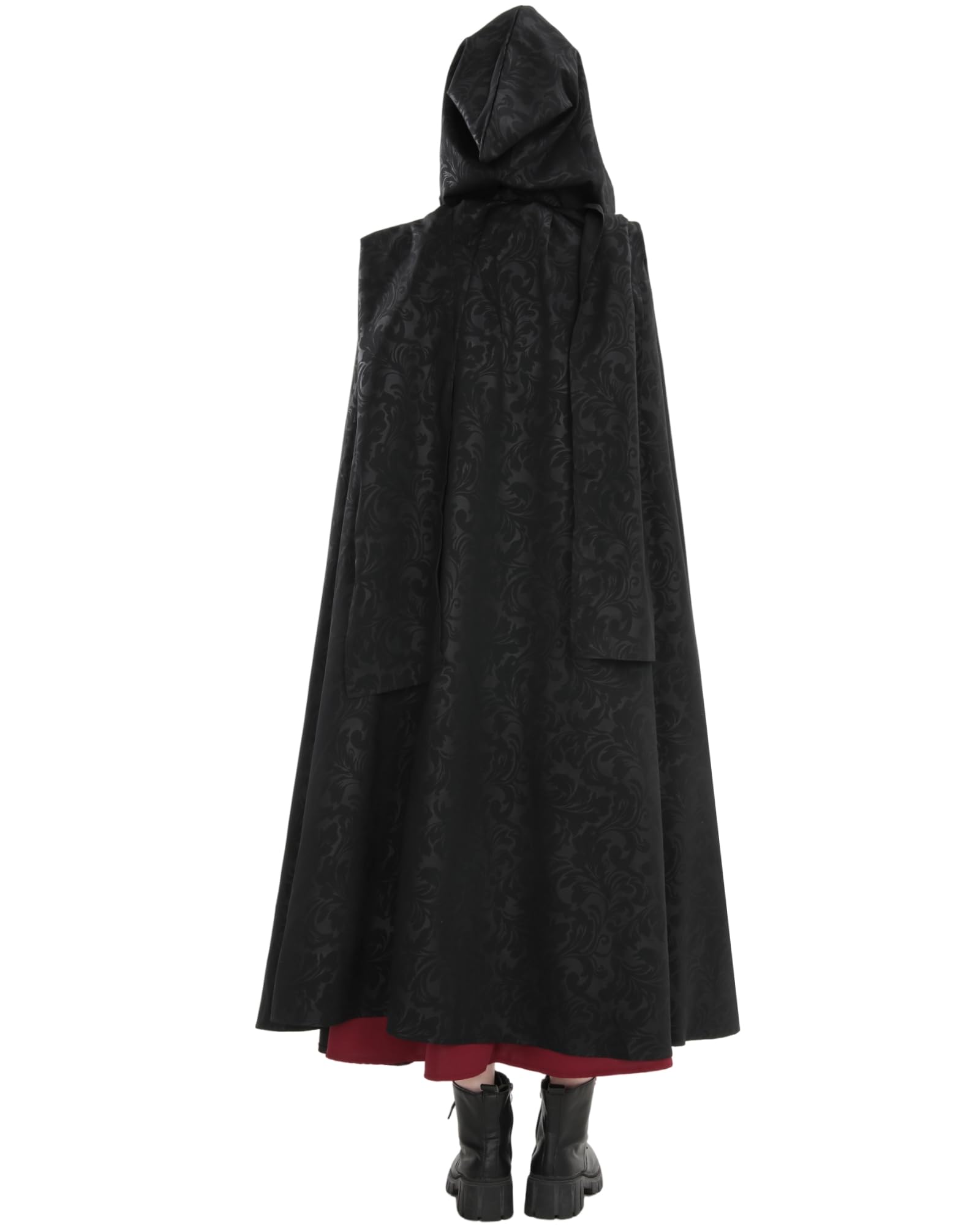 Mittelalter Umhang mit Kapuze Damen Cape Damen Gothic Mantel Gothic Jacke Schwarz