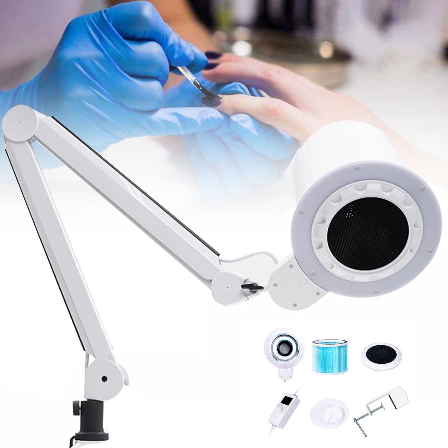 Collecteur de poussière d'ongles à Faible Bruit pour Nail Tech, extracteur de poussière d'ongles avec Ventilateur à Vide, Machine d'aspiration de poussière d'ongles pour Salon de manucure