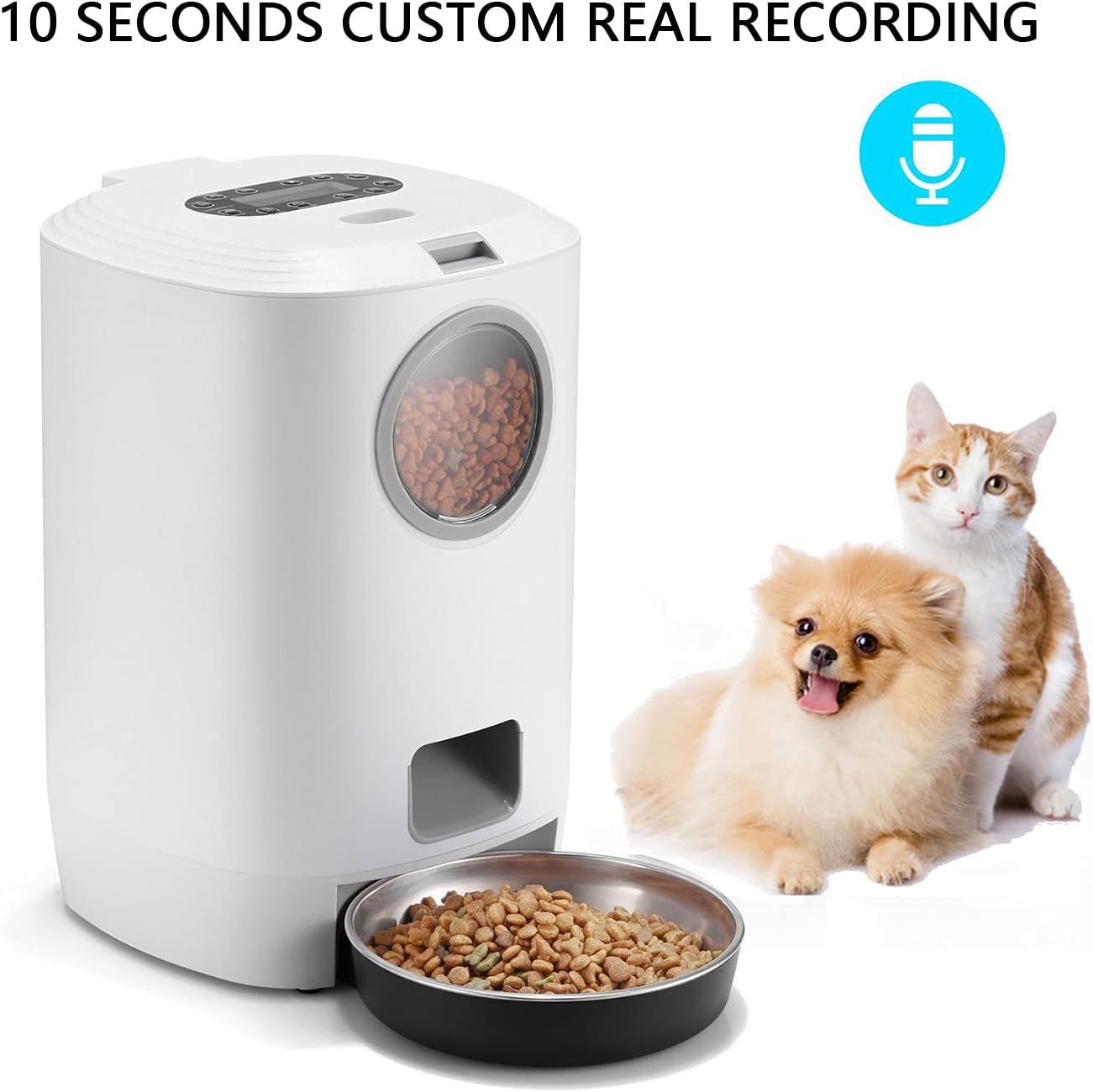 4 Meals Automatic Dog Feeder, Digital Feeding with Dual Power Supply Timer Smart Feeder for Small Medium Larger Cats and Dogs（not Include Batteries