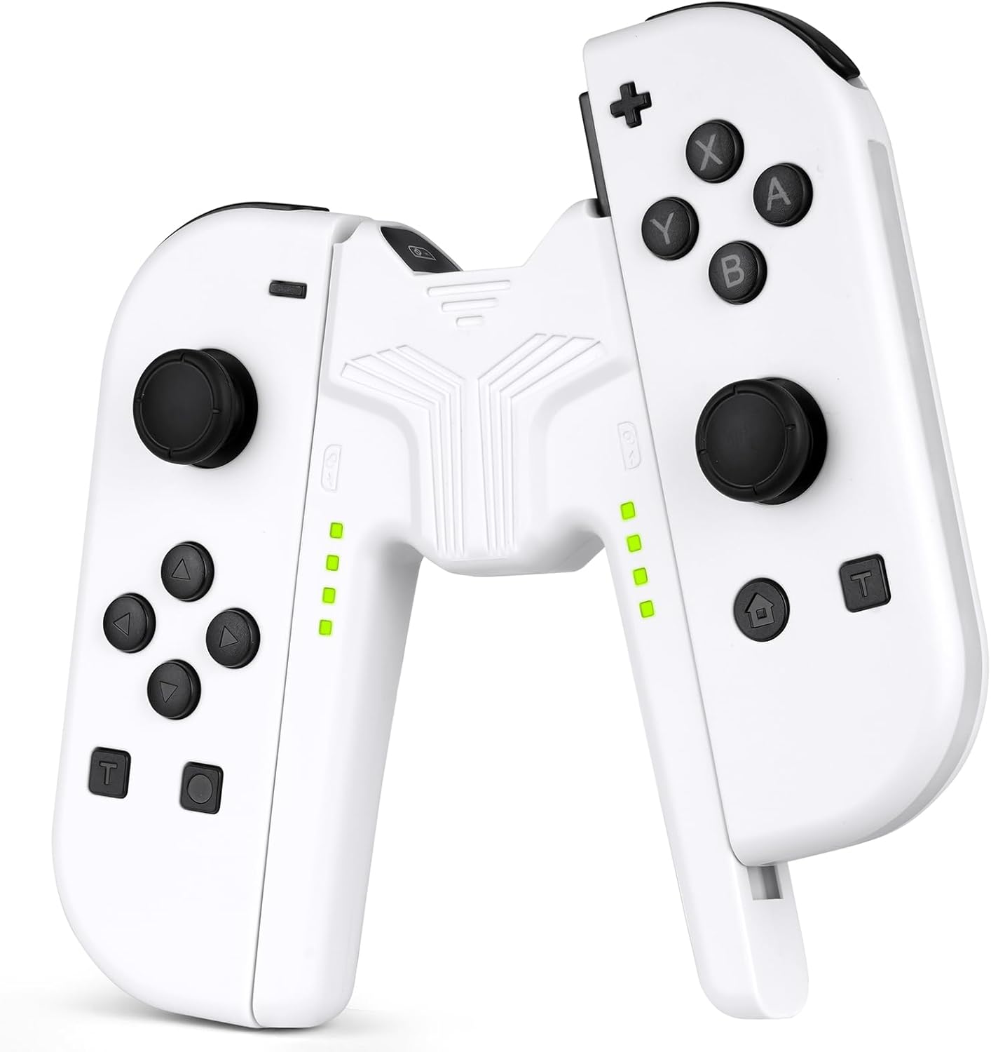 OFFCUP Soporte de Manija para Nintendo Switch 1 OFFCUP Agarre para Juegos, Soporte de Manija de Carga en Forma de V, Joy-con Charger Grip Handle Cómodo con Indicadores de Batería, para Nintendo Switch, NS/OLED, Joy-con (Blanco)